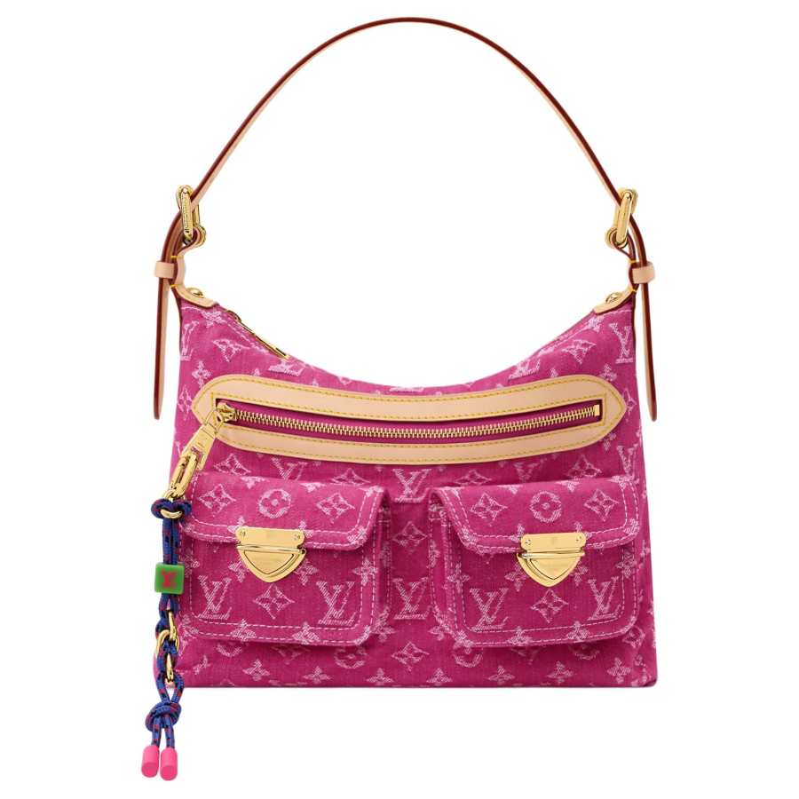 LOUIS VUITTON Fabric One Shoulder Handbag Women's Fuchsia