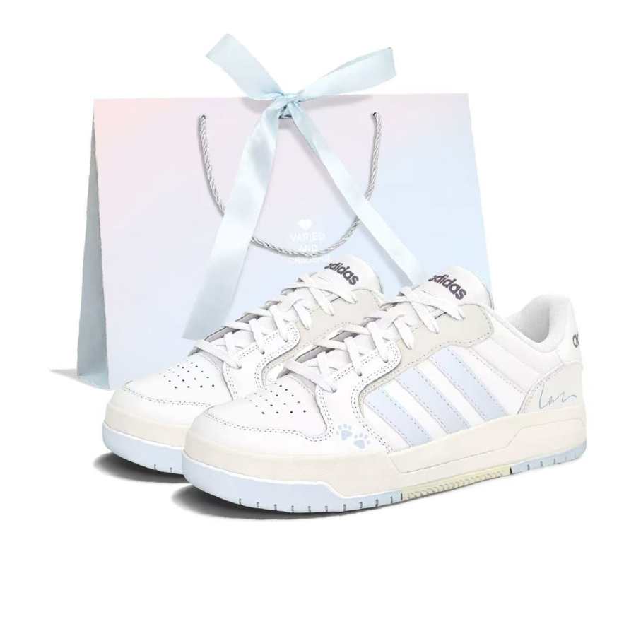 Adidas Neo Entrap Cloud Soft Blue Leather Slip Resistant Abrasion Resistant Low top Skateboard Shoes Women's Blue White