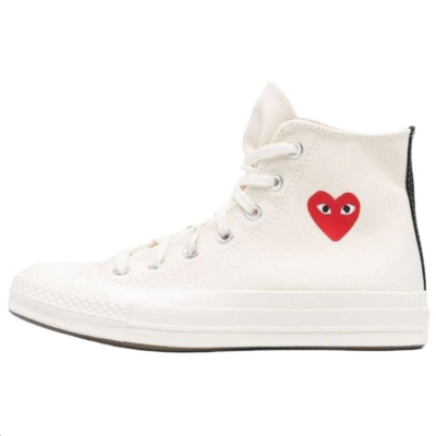 CDG Play Minimalist Fashion High top Skateboard Shoes Women's White