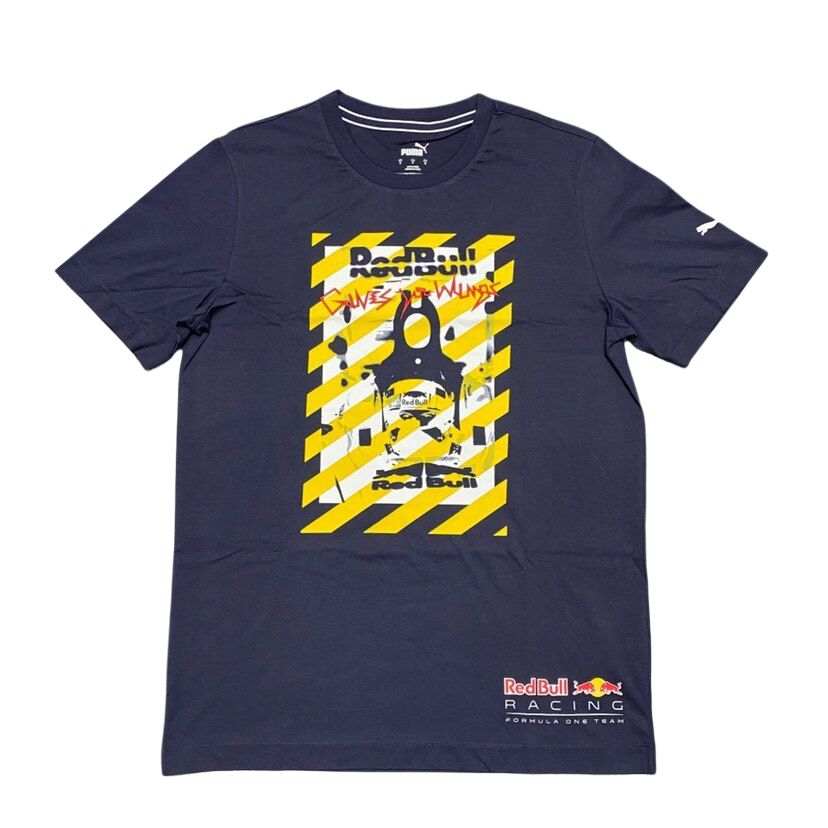 PUMA X REDBULL T Shirts Men's Navy Blue Crew Neck Moderate