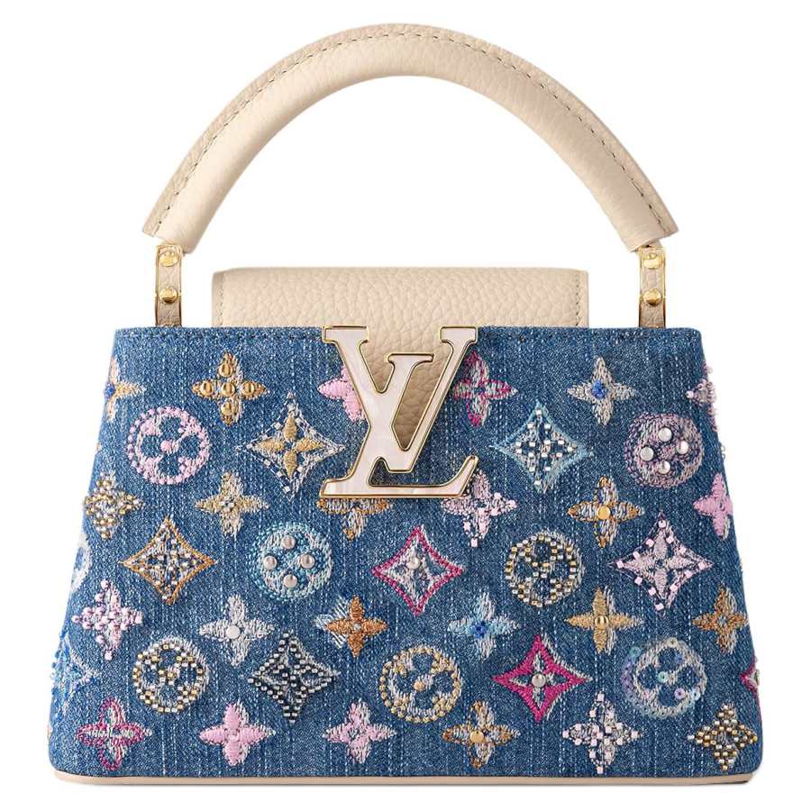 LOUIS VUITTON Capucines Monogram Denim Shoulder Bag, Crossbody Bag, Handbag Women's Blue