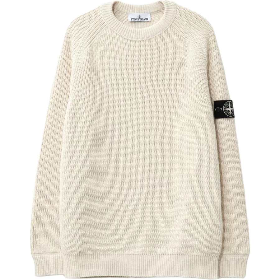 STONE ISLAND Logo Patch Crewneck Knitted Sweater
