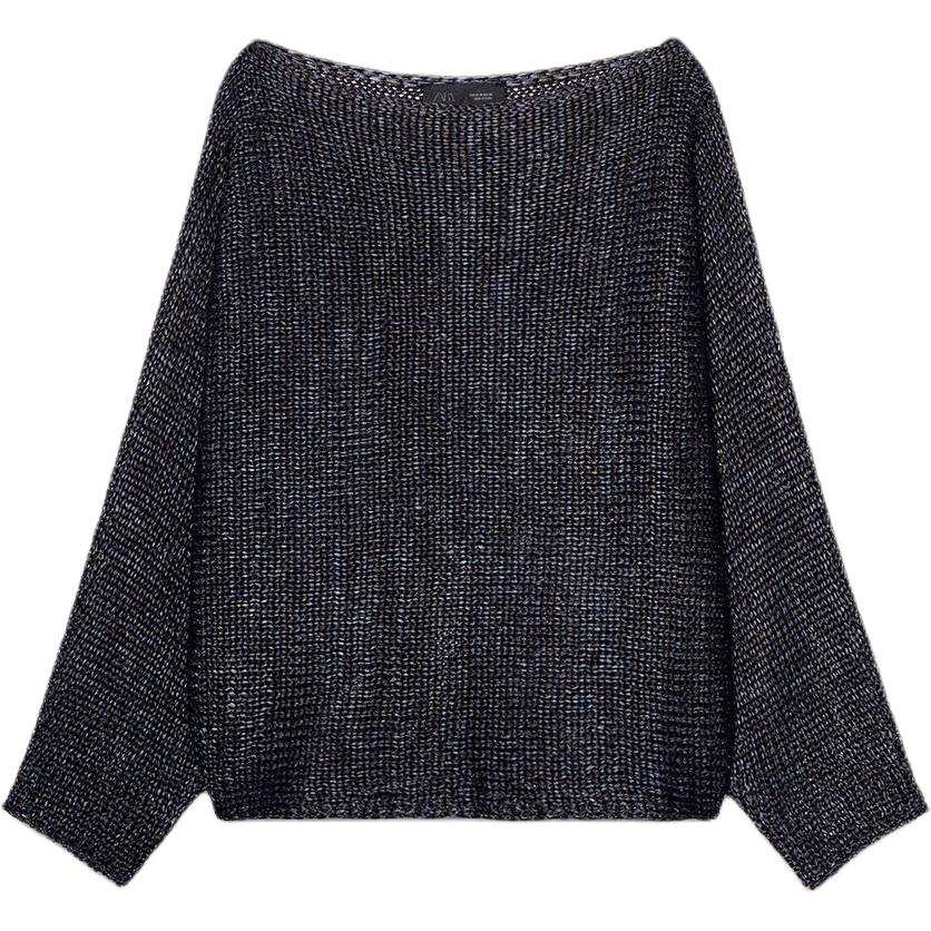 ZARA Knitwear Women's Blue Boat Neck Moderate