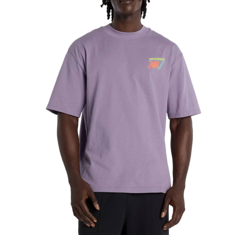 New Balance New Balance T Shirts Men's Preserved Violet Crew Neck Moderate