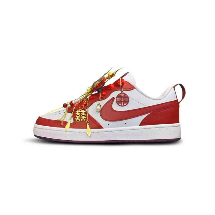 Nike Nike Court Borough Skateboard Shoes Unisex Low Top White/Red/Gold