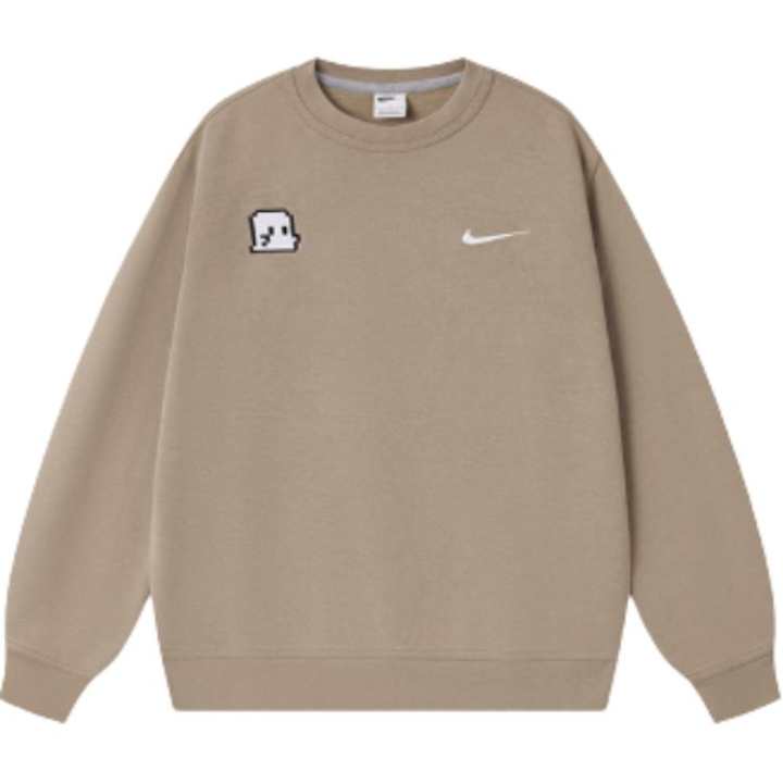 Nike Nike Halloween Ghost Embroidery Fuse Beads Pixel Style Fleece Lined Athleisure Pullover Shirt With Long Sleeves