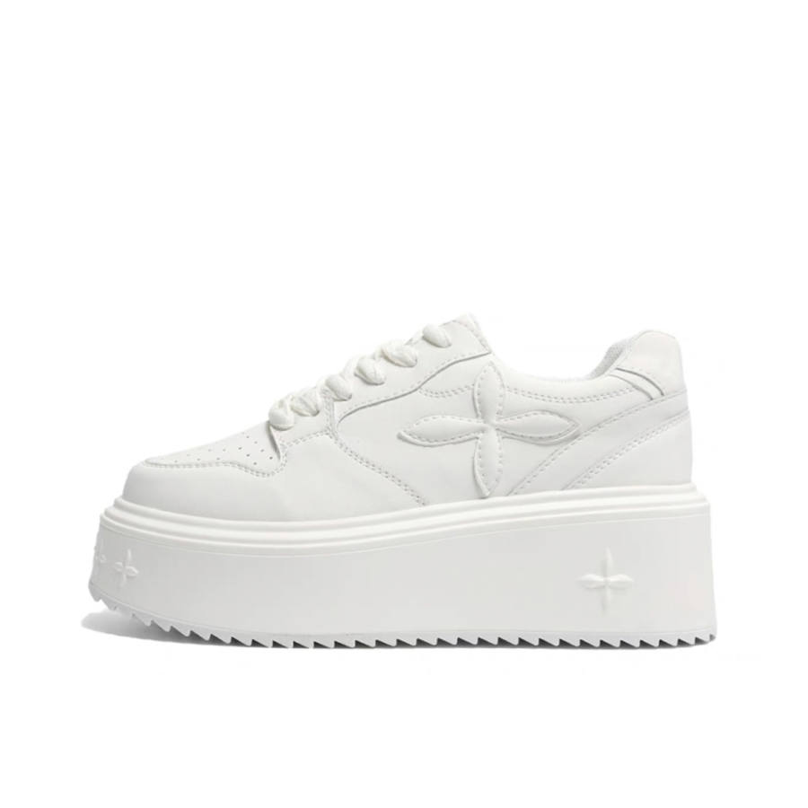 OBWA Slip Resistant, Abrasion Resistant, Lightweight, Height Increasing Low top Skateboard Shoes Women's White