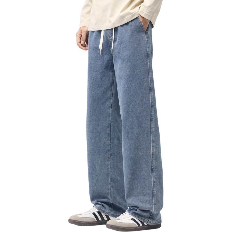 Tonlion Jeans Unisex Light Blue Moderate Straight Fit Pants
