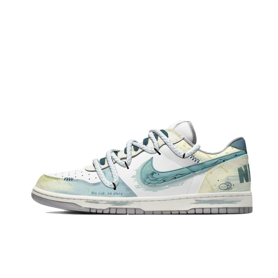 Nike Custom Shoes Nike Big Low Lux Sea Corner Sequence Low top Skateboard Shoes Men's Blue Yellow