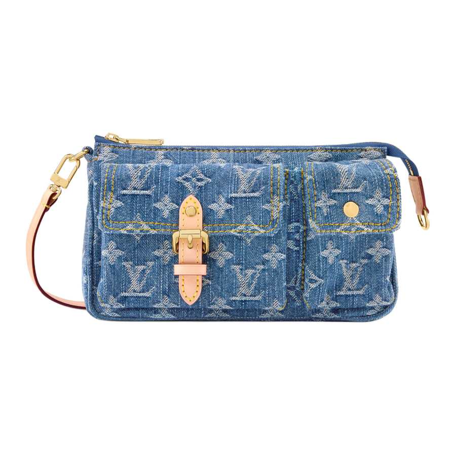 LOUIS VUITTON Fabric Handbag, Shoulder Bag Women's Blue