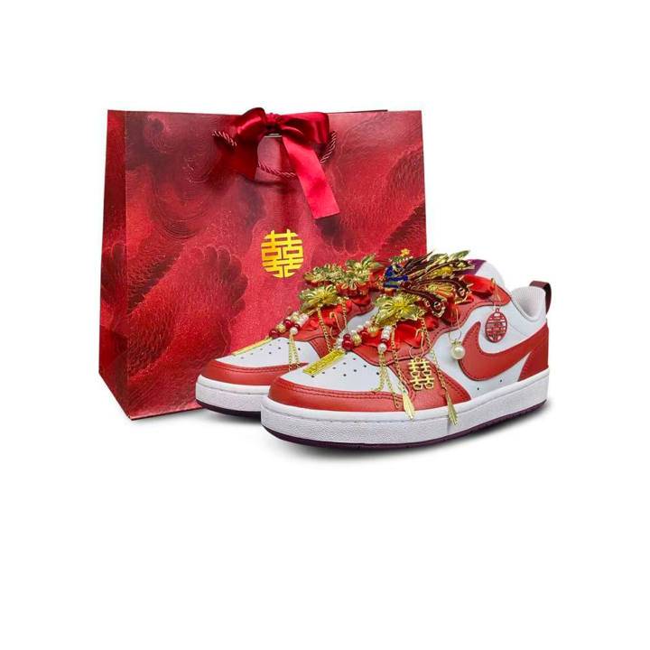 Nike Nike Court Borough Skateboard Shoes Unisex Low Top White/Red/Gold