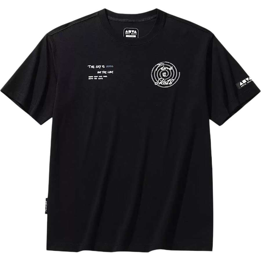 ANTA Life Collection T Shirts Men's Black Crew Neck Moderate Straight Fit
