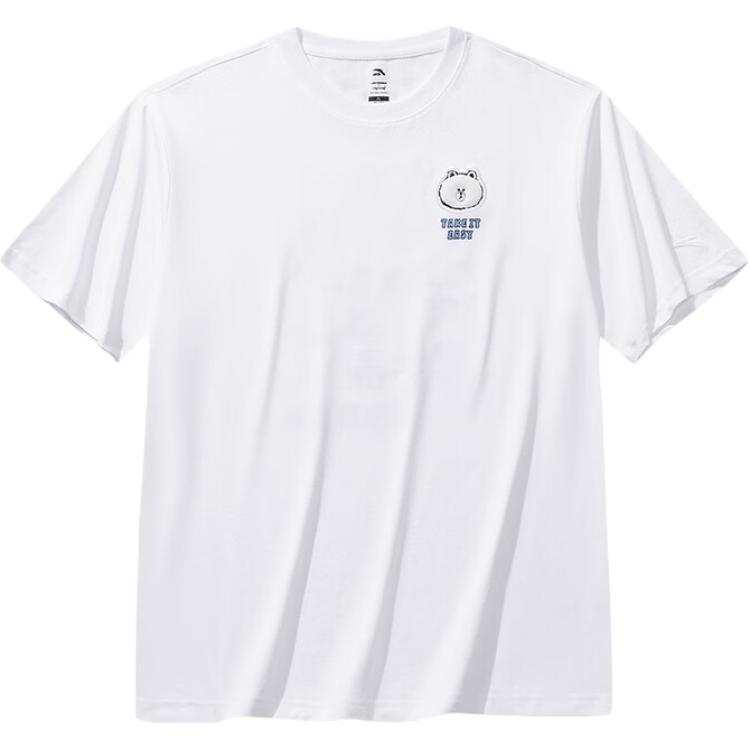 ANTA X LINE FRIENDS Life Collection T Shirts Unisex Snowflake White/Basic Black Crew Neck Moderate Straight Fit