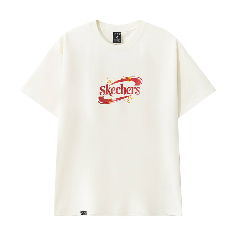Skechers T Shirts Unisex Marshmallow White Crew Neck