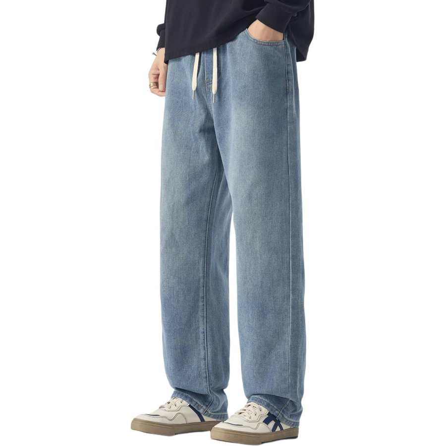 Tonlion Jeans Unisex Blue Moderate Straight Fit Pants