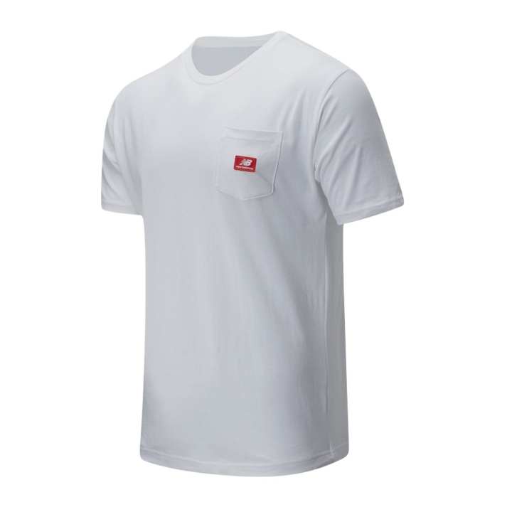 New Balance New Balance T Shirts Men's White Crew Neck Moderate Straight Fit