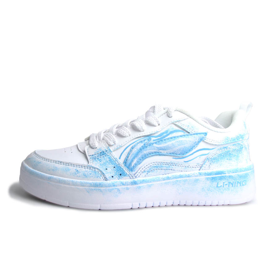 Li-Ning Li Ning Sycee Synthetic Leather Hand Drawn Graffiti Lightweight Breathable Low top Skateboard Shoes Unisex Blue White