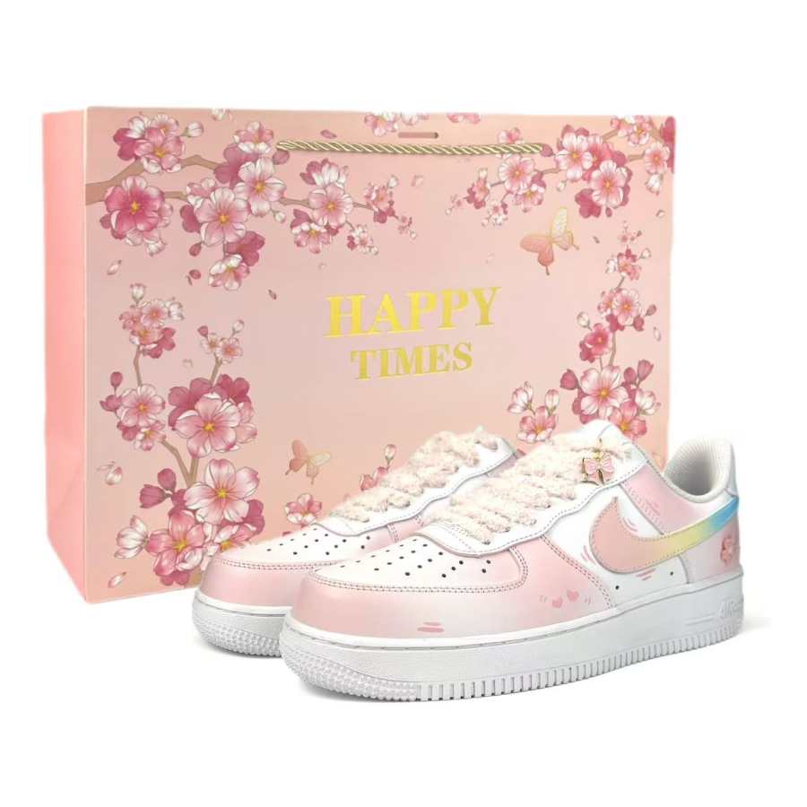 Nike Nike Air Force 1 Pink Mist Rainbow Thermal Slip Resistant Abrasion Resistant Lightweight Breathable Low top