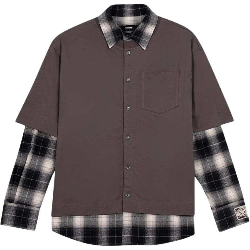 WE11DONE WE11DONE Charcoal Check Layered Shirt Men's