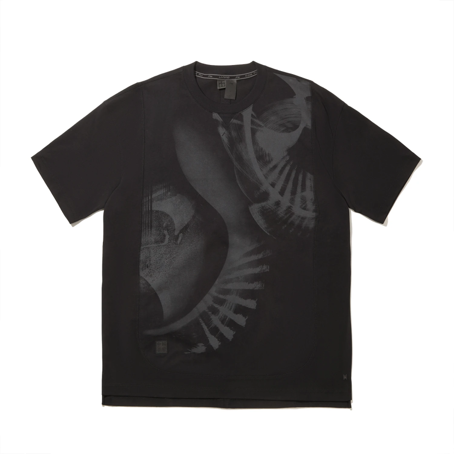 Li-Ning Li Ning T Shirts Men's Black Crew Neck Moderate Straight Fit
