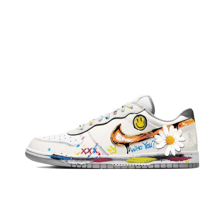 Nike Custom Shoes Nike Big Low Lux Wild Daisy Low top Skateboard Shoes Men's Yellow