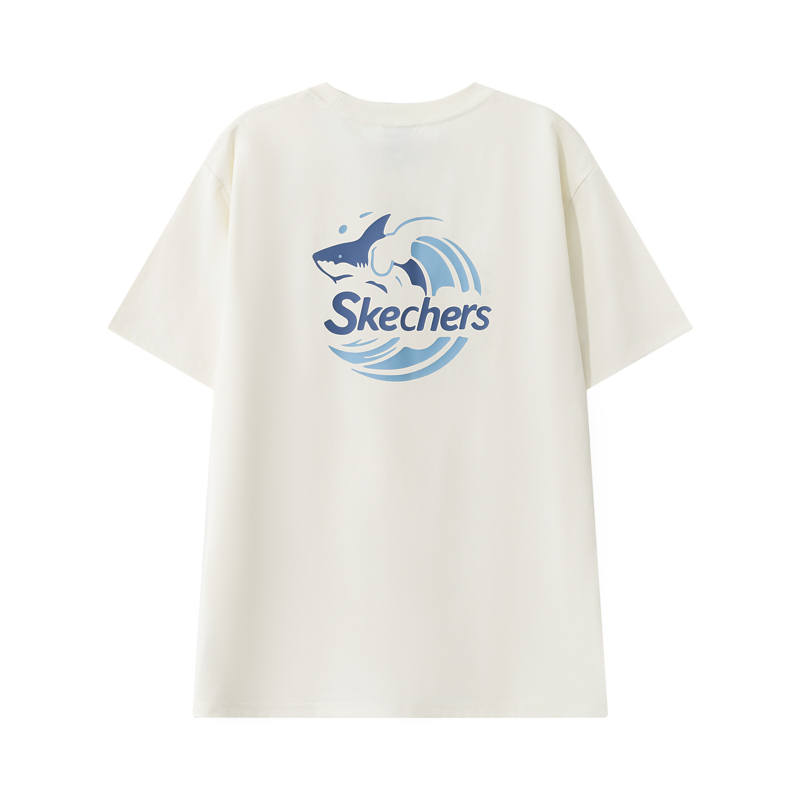 Skechers T Shirts Unisex Marshmallow White Crew Neck