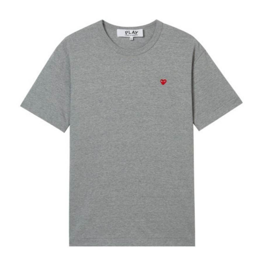 CDG Play T Shirts Unisex GYX/Gray Crew Neck Thin