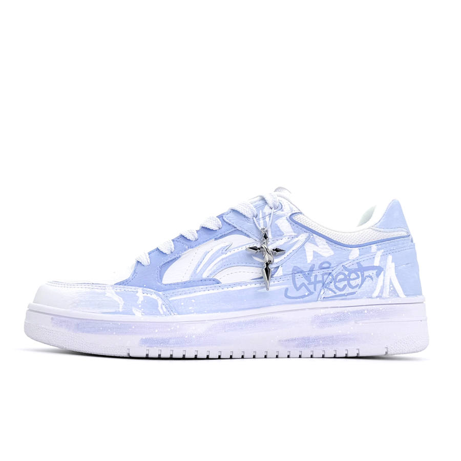 Li-Ning Li Ning Tianji Graffiti Street Low top Skateboard Shoes Unisex Purple White New