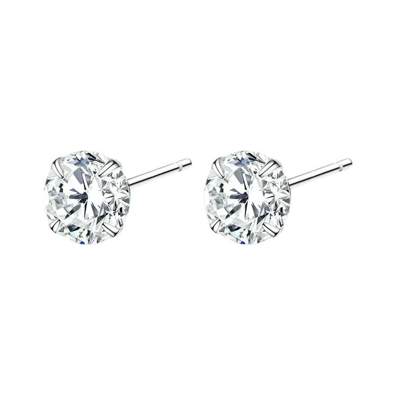 Barbie 999 Fine Silver Synthetic Cubic Zirconia Stud Earrings Women's