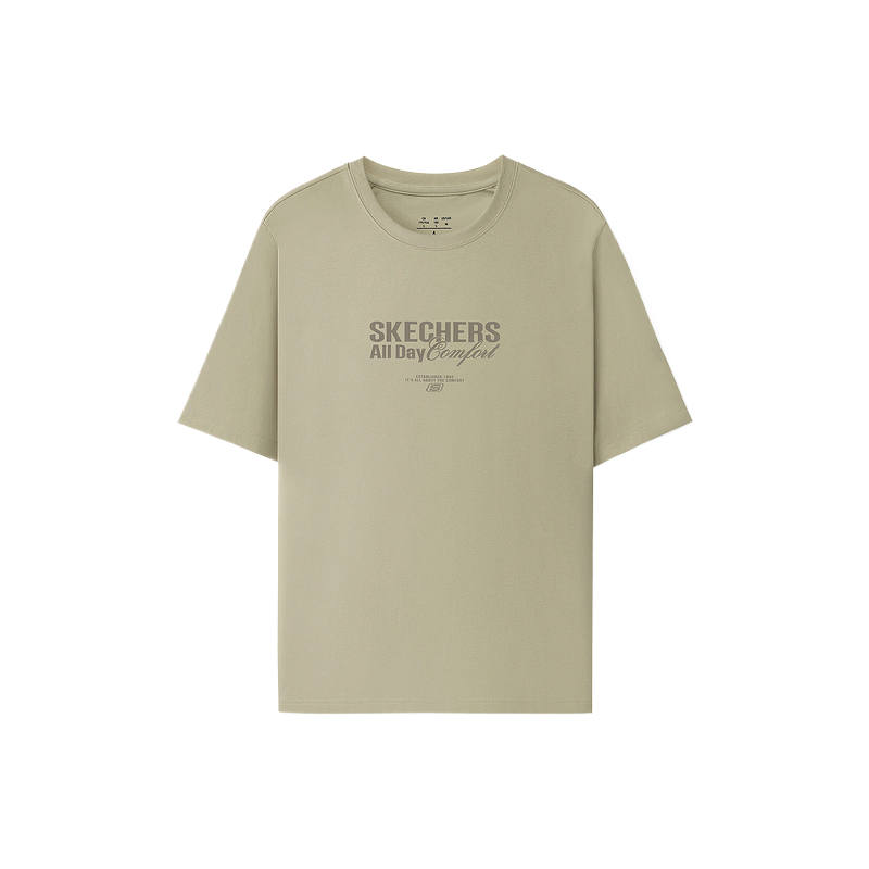 Skechers T Shirts Men's Rock Beige/00V8 Crew Neck Moderate