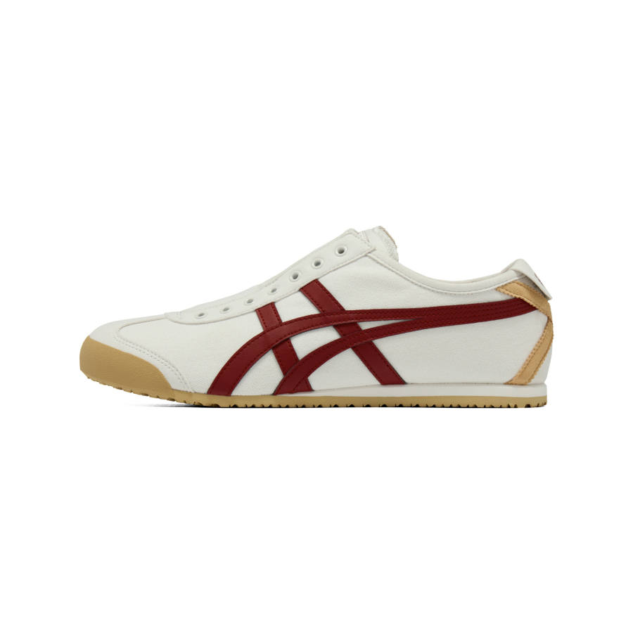 Onitsuka Tiger MEXICO 66 SLIP on Fabric Casual Shoes Unisex Ecru/Dark Red