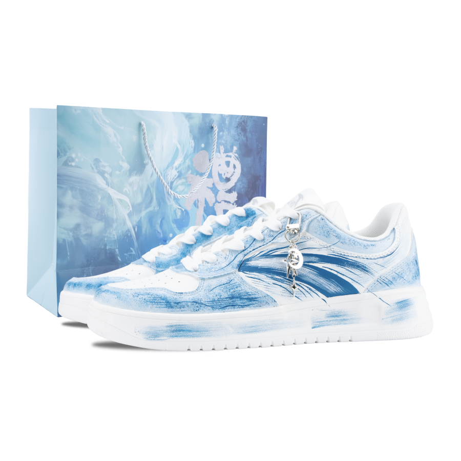Anta Easy Cyan Wave Chasing Sky Cushioning Slip Resistant Low top Skateboard Shoes Unisex White Blue