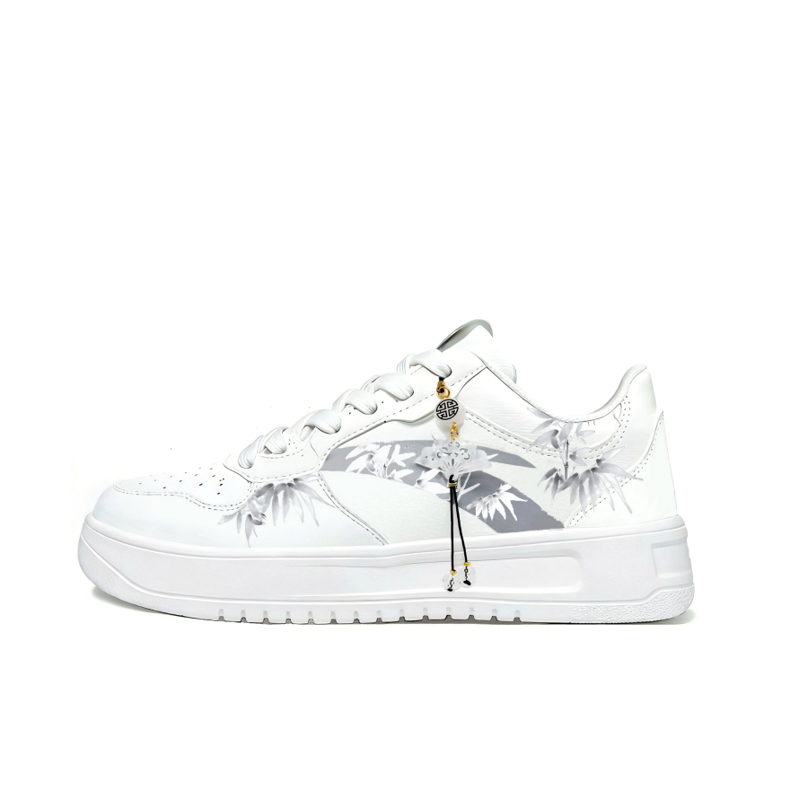Anta Easy Bamboo Moon White Synthetic Leather Low top Skateboard Shoes Unisex Gray, White