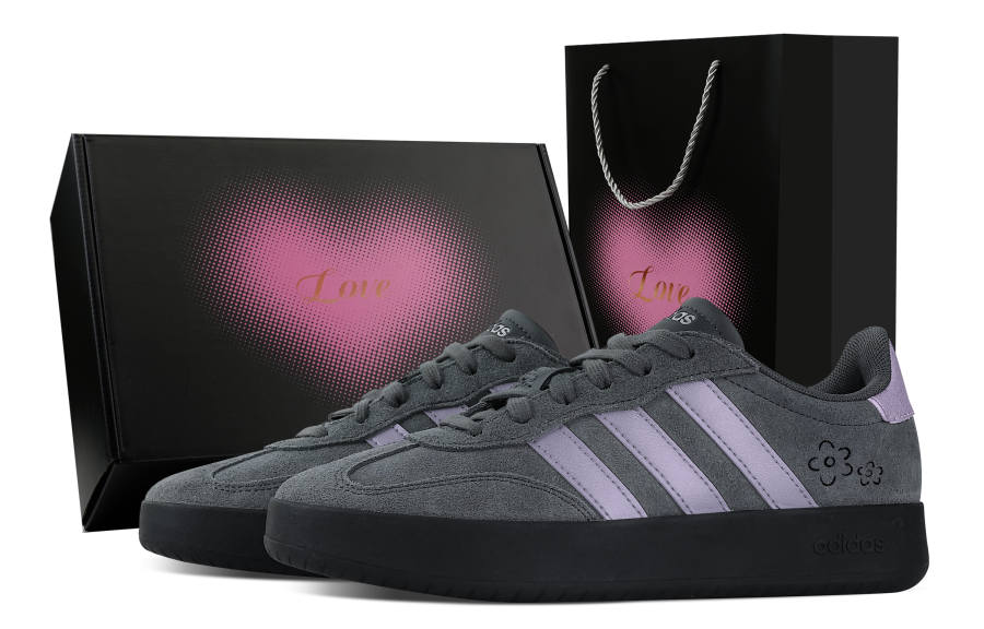 Adidas Custom Adidas BARREDA Dusty Purple Flower Shadow, Heart Box Low top German Army Trainers Unisex Purple Gray