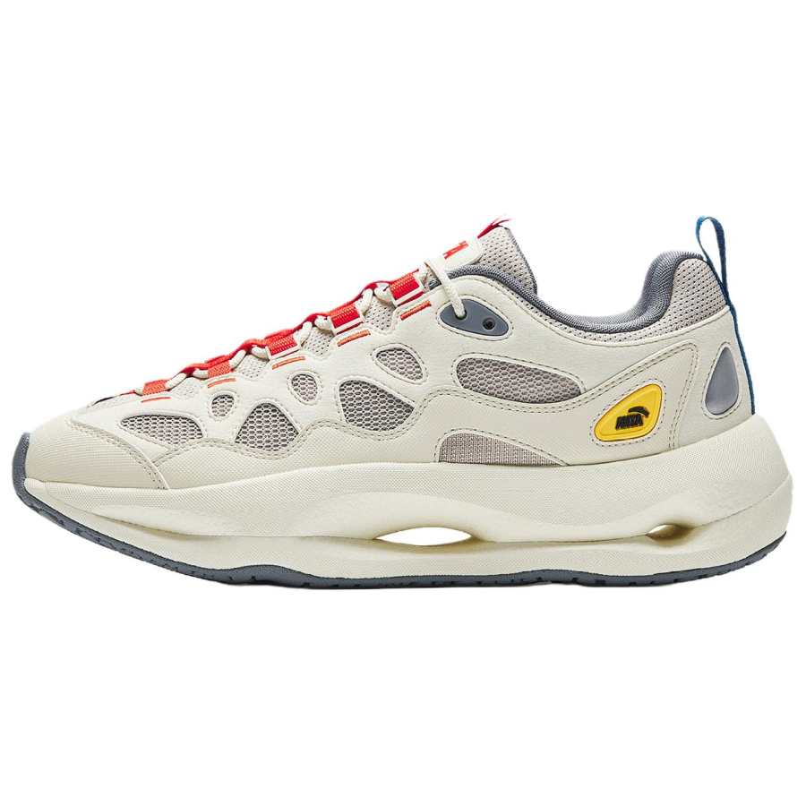 Anta Shark Shoes Hammerhead Textile, Synthetic Leather Slip Resistant Low top Casual Shoes Men's Gray Yellow