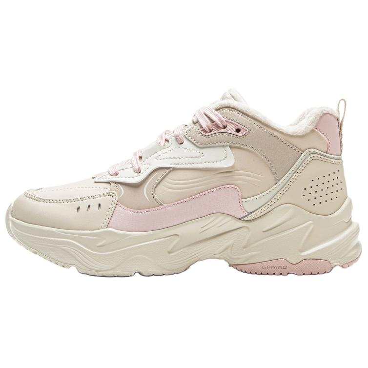 Li-Ning Li Ning LN DEFENDER Sports Life Synthetic Leather Low top Chunky Sneakers Women's Beige