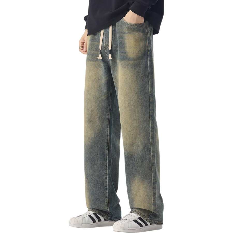 Tonlion Jeans Unisex Vintage Blue Moderate Wide Leg Pants
