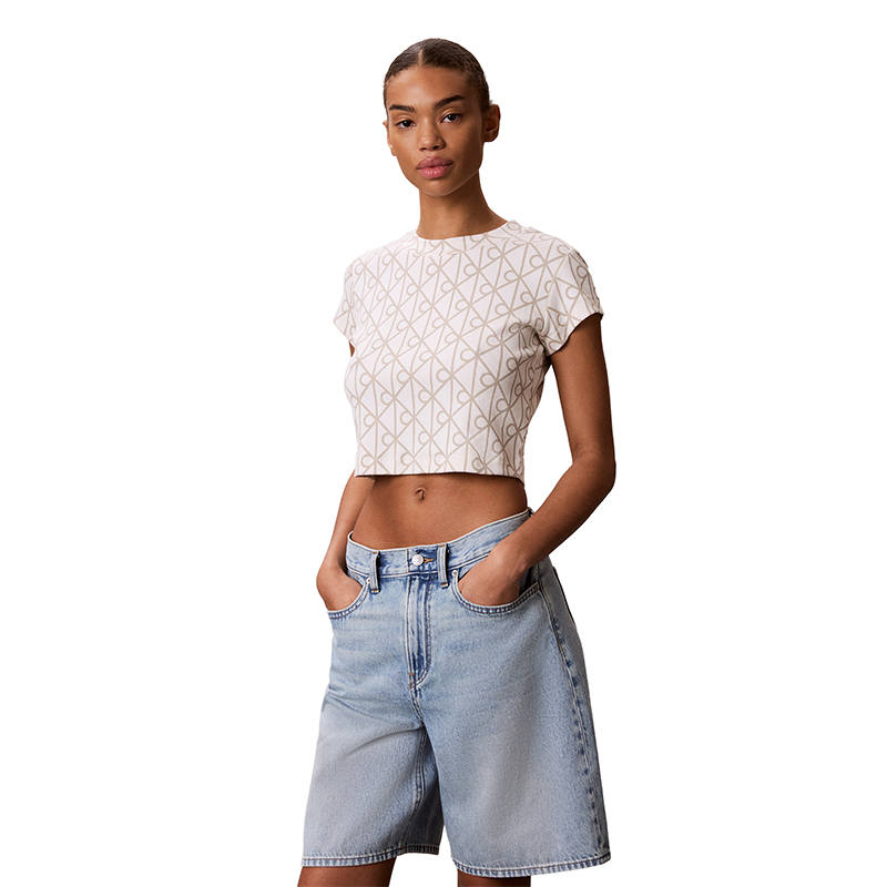Calvin Klein T Shirts Women's YAS Ivory Crew Neck Moderate