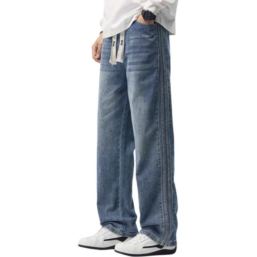 Tonlion Jeans Unisex Blue Moderate Straight Fit Pants
