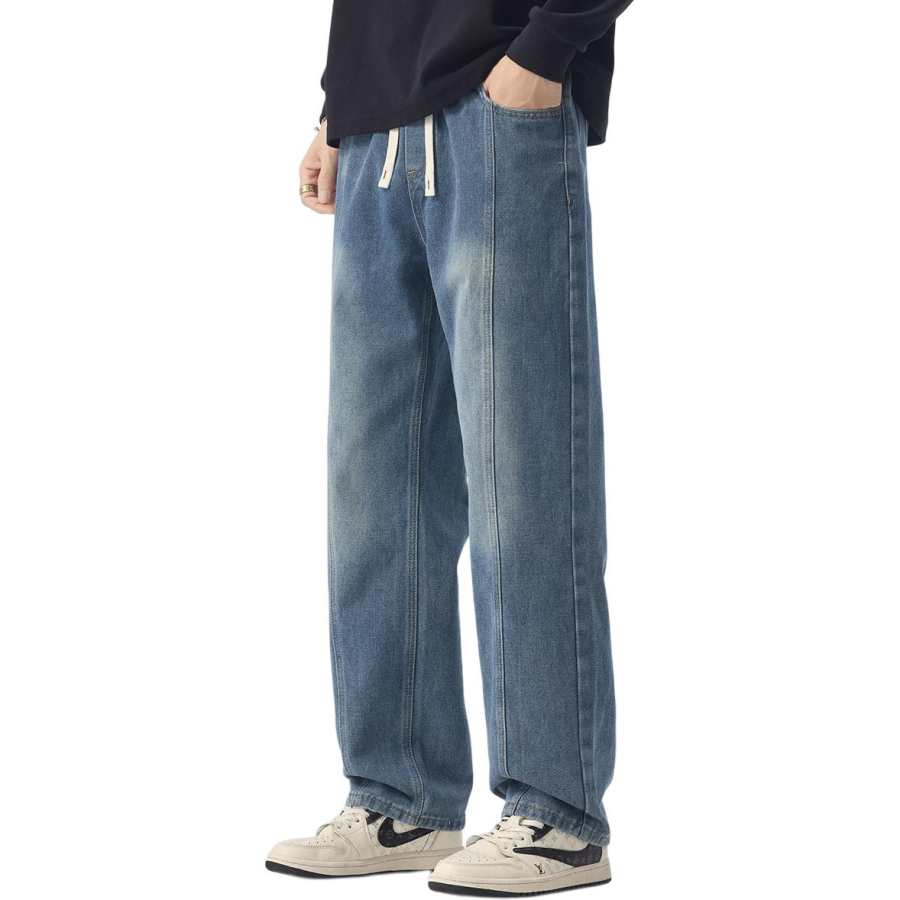 Tonlion Jeans Unisex Blue Moderate Straight Fit Pants