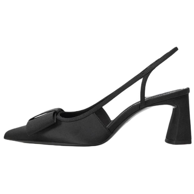 ZARA Chunky Heel High Heels 6.5cm Women's Black