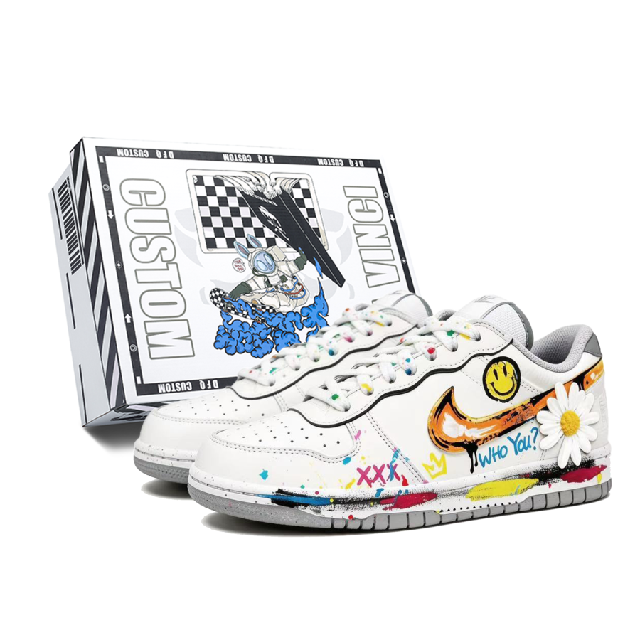 Nike Custom Shoes Nike Big Low Lux Wild Daisy Box Low top Skateboard Shoes Men's Yellow