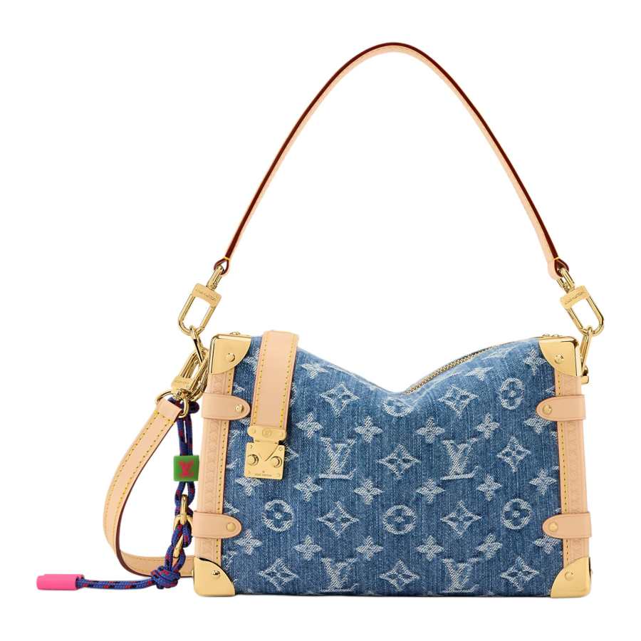 LOUIS VUITTON SIDE TRUNK Fabric Shoulder Bag, Crossbody Bag, Handbag Medium Women's Blue