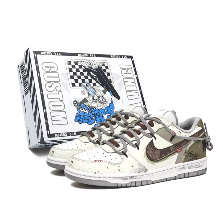 Nike Custom Shoes Nike Big Low Lux Ink Bamboo Pavilion, Box Low top Skateboard Shoes Men's Green