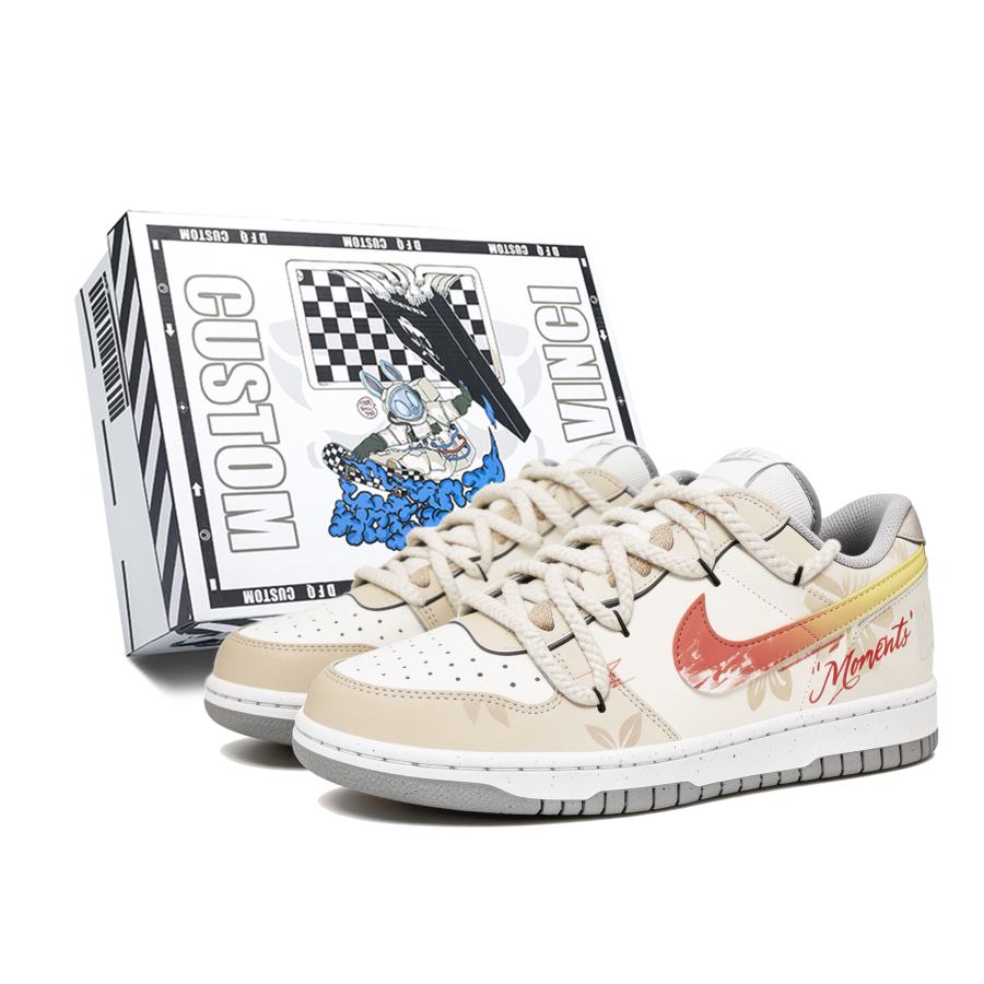 Nike Custom Shoes Nike Big Low Lux Old Dreams In The Garden, Box Low top Skateboard Shoes Men's Yellow