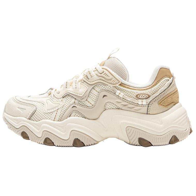 Li-Ning Li Ning Sports Life Collection Textile, Synthetic Leather Low top Chunky Sneakers Women's Ecru
