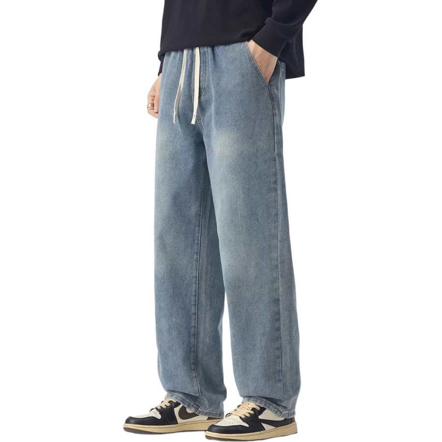 Tonlion Jeans Unisex Blue Moderate Straight Fit Pants