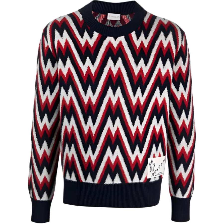 Moncler Moncler logo-patch patterned wool jumper