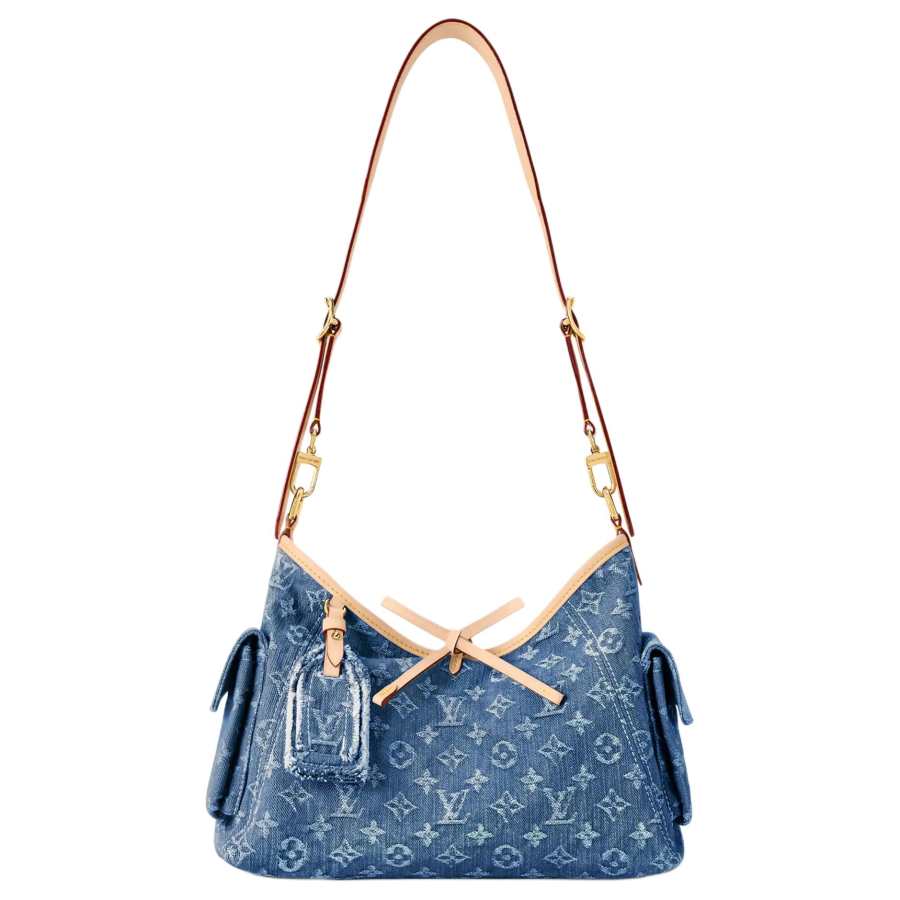LOUIS VUITTON Carryall Fabric Shoulder Bag, Crossbody Bag Small Women's Blue
