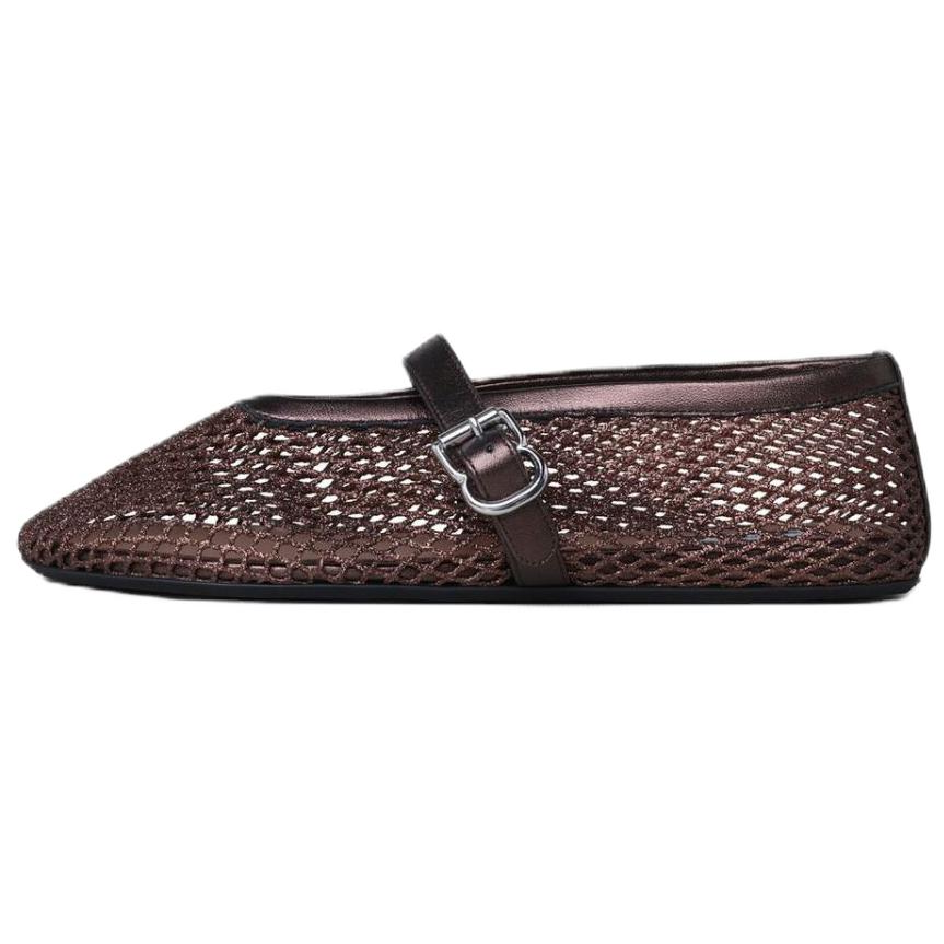 Alaia Flat Mary Jane Shoes Women's Brown